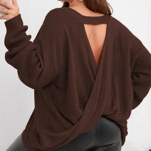SHEIN plus sweater with open back